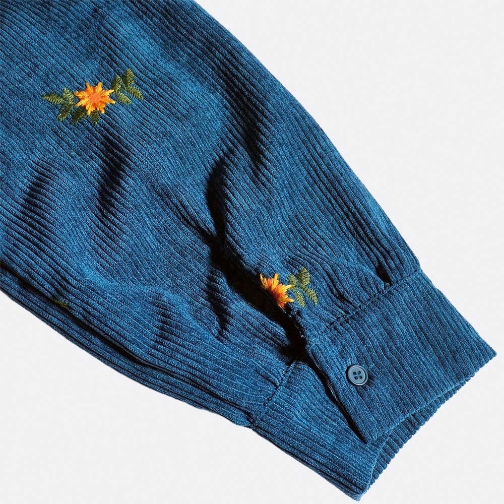 Embroidered Teal Corduroy Square Neck Mini Dress Whimsical Boho Chic Plus 1X XL - Picture 4 of 7